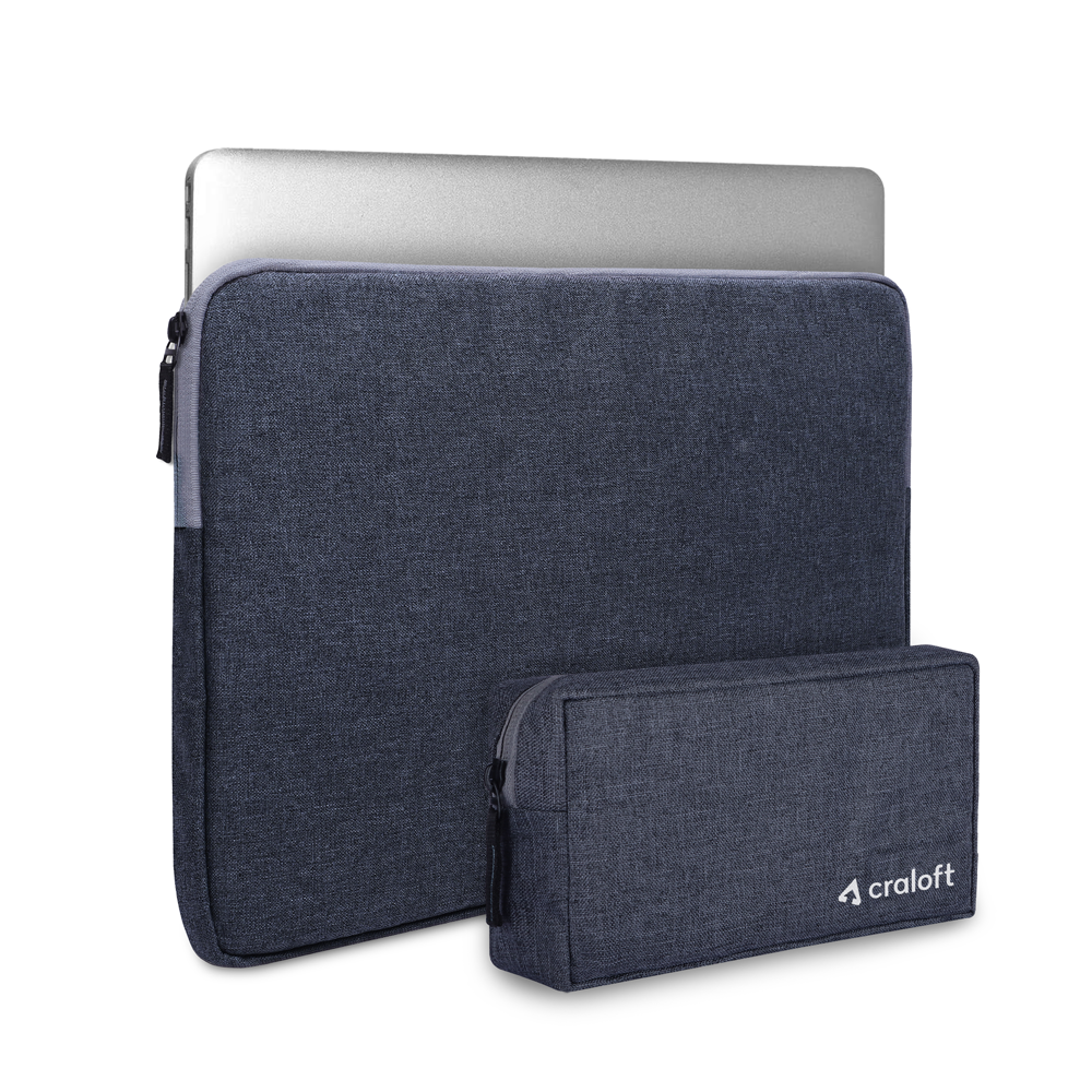 Minimalist L26 Laptop Sleeve Cover With Charger Pouch Grey Craloft