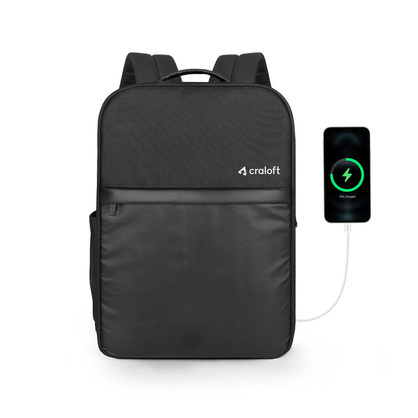 ProCarry 21L Office Laptop Backpack Bag with Raincover and USB Charging Port (CB2, Black)