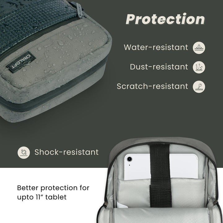 CRALOFT VoyagerValise Polyester Side Sling Bag 11.5 Inch/Travel Bag for Men  And Women, With Hideable Water-Bottle Pocket & Key Retractor (S4, Black)